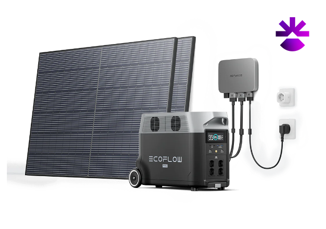 Комплект EcoFlow PowerStream - мікроінвертор 800W + зарядна станція Delta Pro та сонячні панелі 2х400 DELTAPro-EU-C20/EFPowerStreamMI-EU-800W/ZPTSP300-2-AKIT-4/EFL-BKWDELTAProCable-0.5m/EFL-SuperFlatMC4Cable/EFA-SmartPlug-EU/EFMC4-3m фото